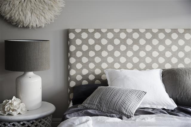 Our Hamilton bedhead in Icat Spot from No Chintz.