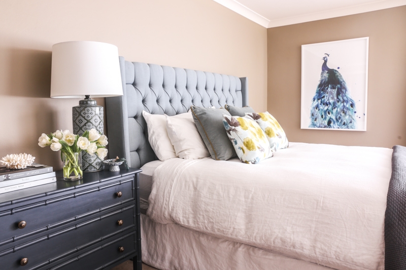 Pick a bedhead style and shade that complements the rest of your bedroom.