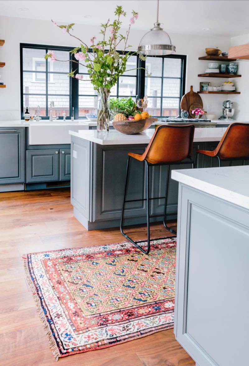 Kitchen with floor rug